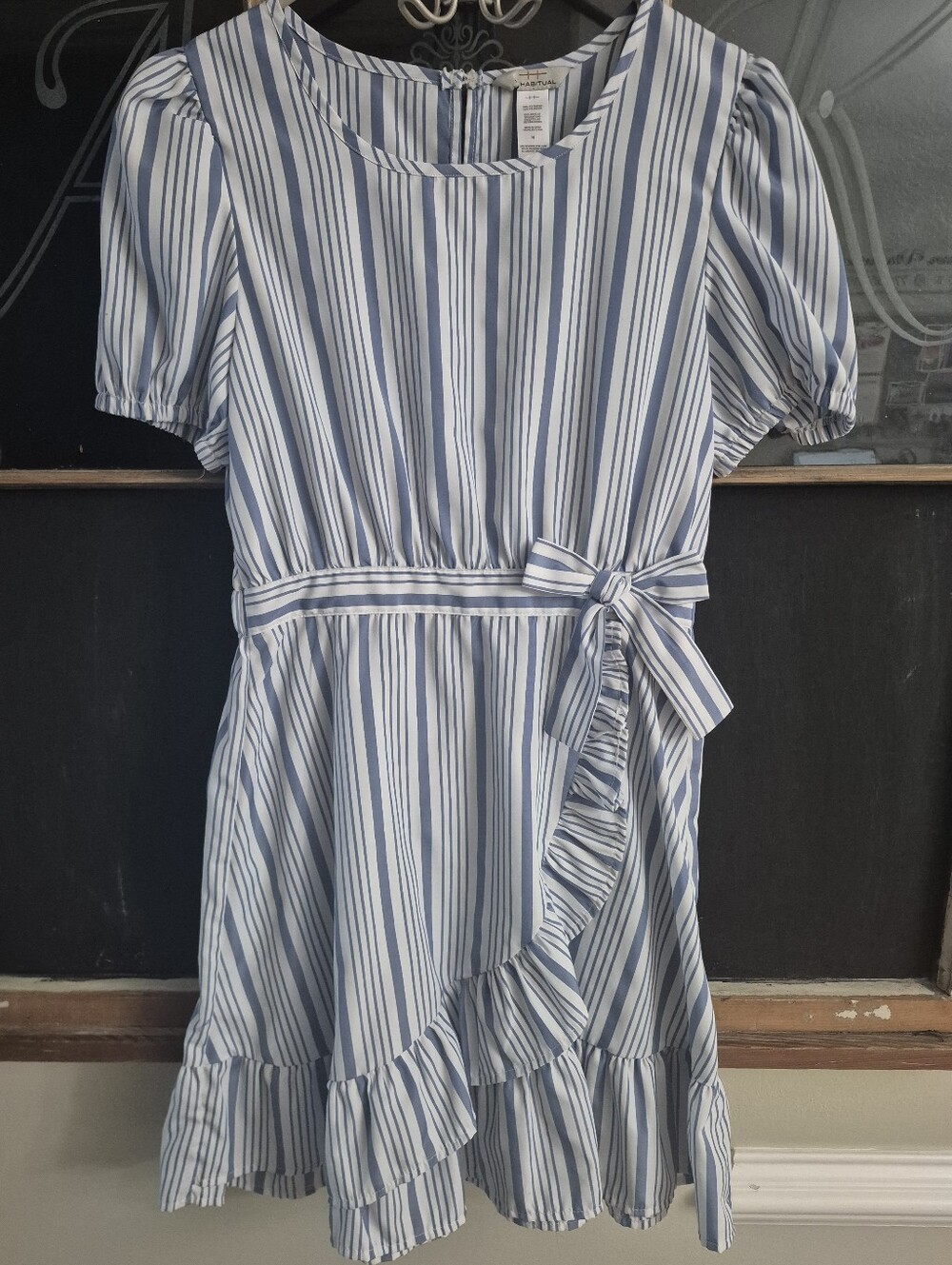 Habitual Women's Blue and White Striped Dress